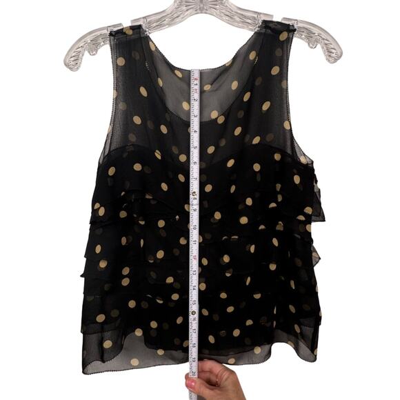 3.1 PHILLIP LIM Black Sheer Silk Chiffon Polka Dot Sleeveless Ruffle Top 🛸 Sz 2 - Picture 7 of 11